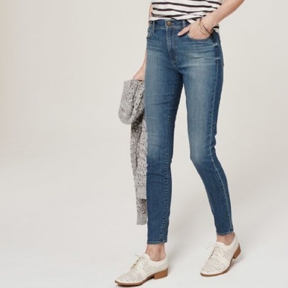 Ann Taylor Loft Blue Denim Modern High Waist Skinny Ankle Jeans Women's 28 / 6